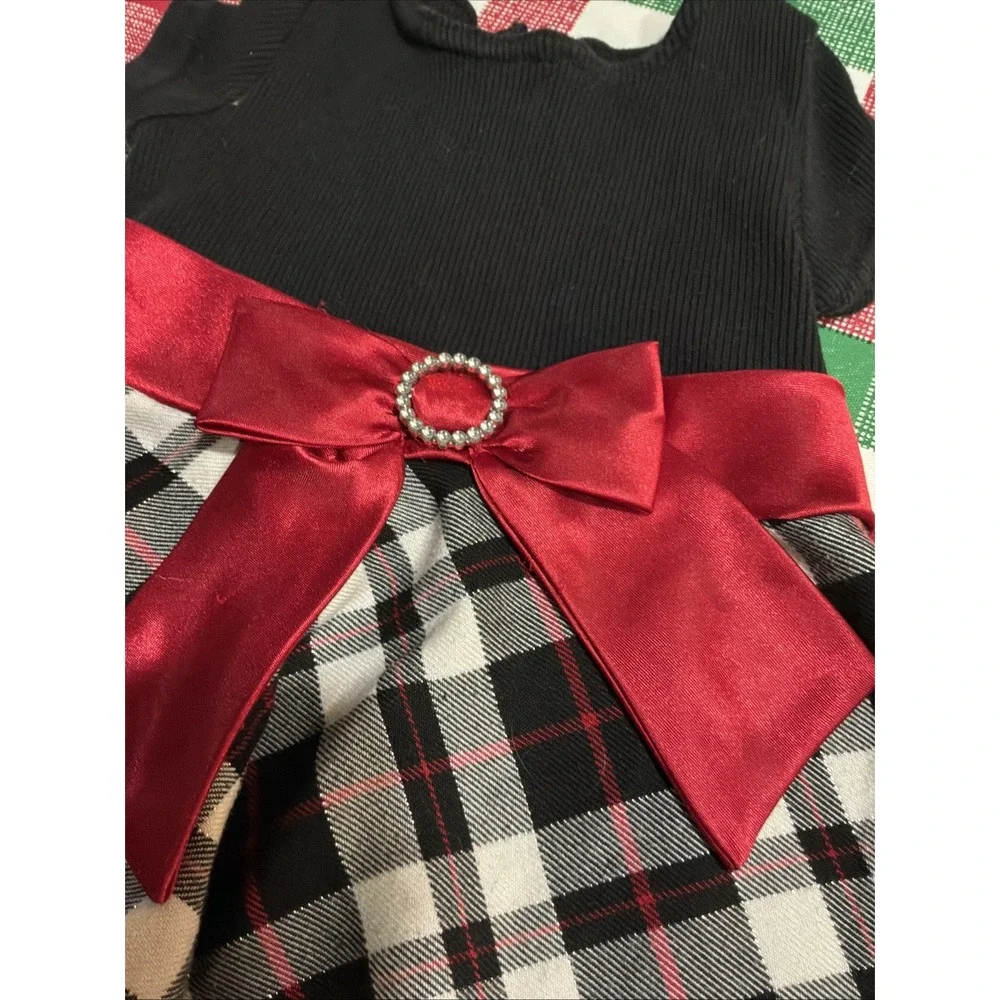 Youngland Christmas Dress 3T Black And Red Plaid Festive Holiday‎